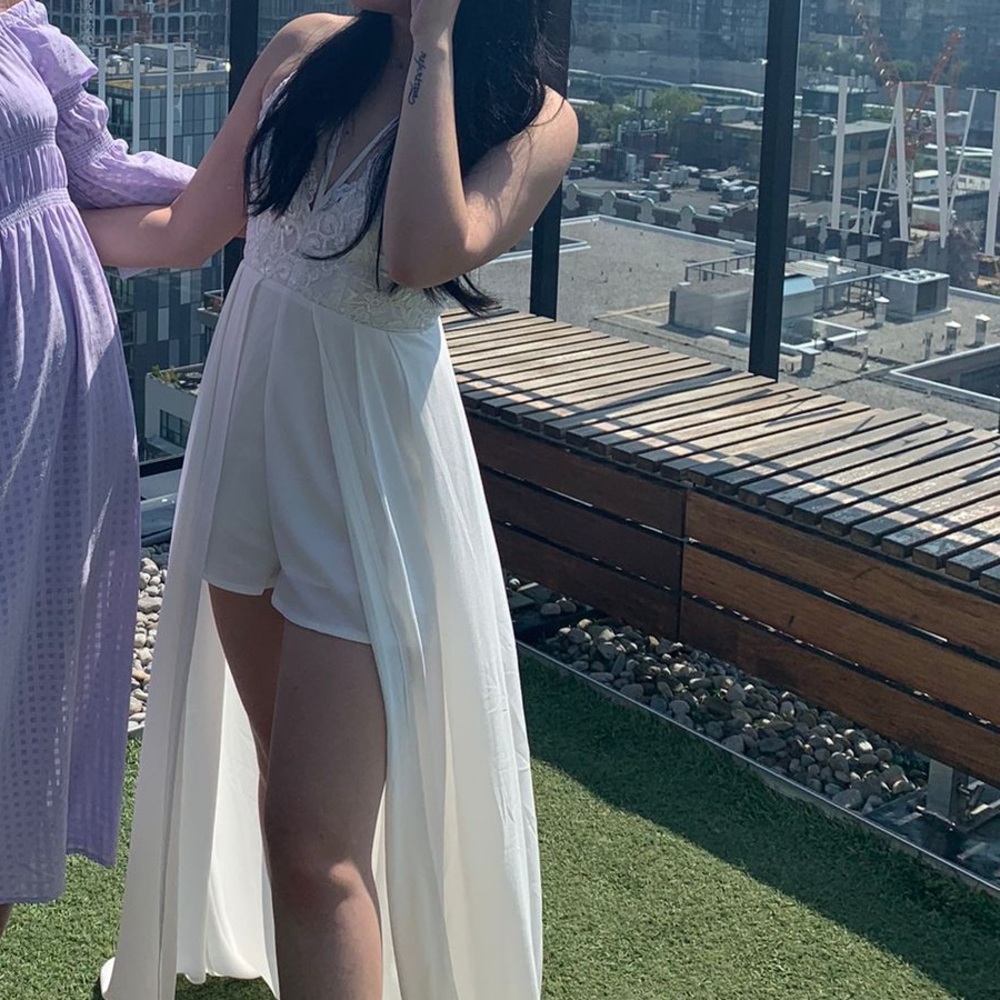 White Playsuit with Lace Detail